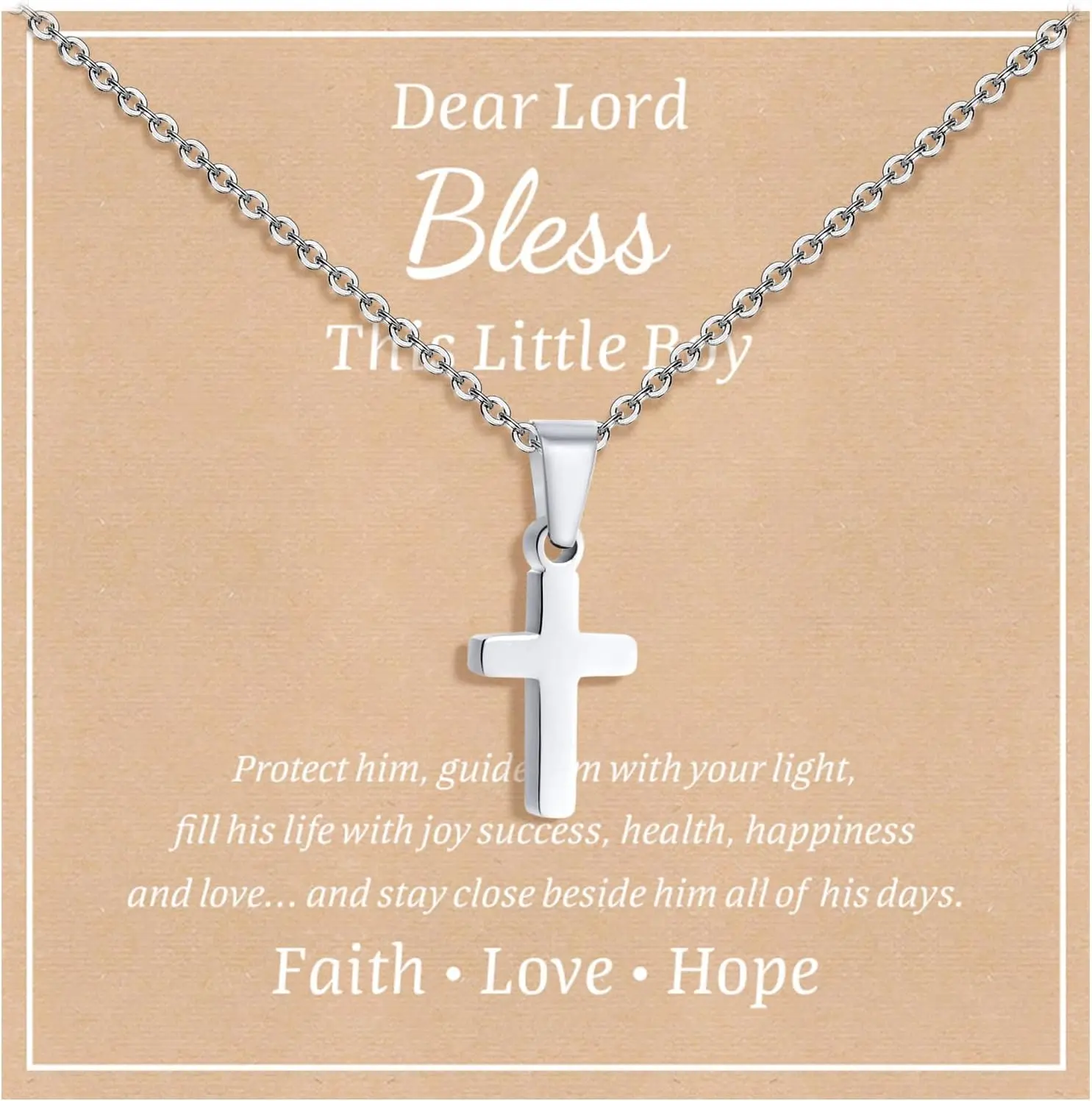 Stocking Stuffers Cross Necklace for Kids : Minimalist Gold Plated/Silver Cross Chain Necklace Jewelry First Communion Baptism Gifts for Teenage Girls Boys Son Children