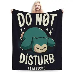 Snorlax Cartoon Throw Blanket, Super Soft Cozy Flannel Fleece Picnic Blanket for Boys Girls Adults, Warm Plush Blankets for Couch Sofa Bed Living Room