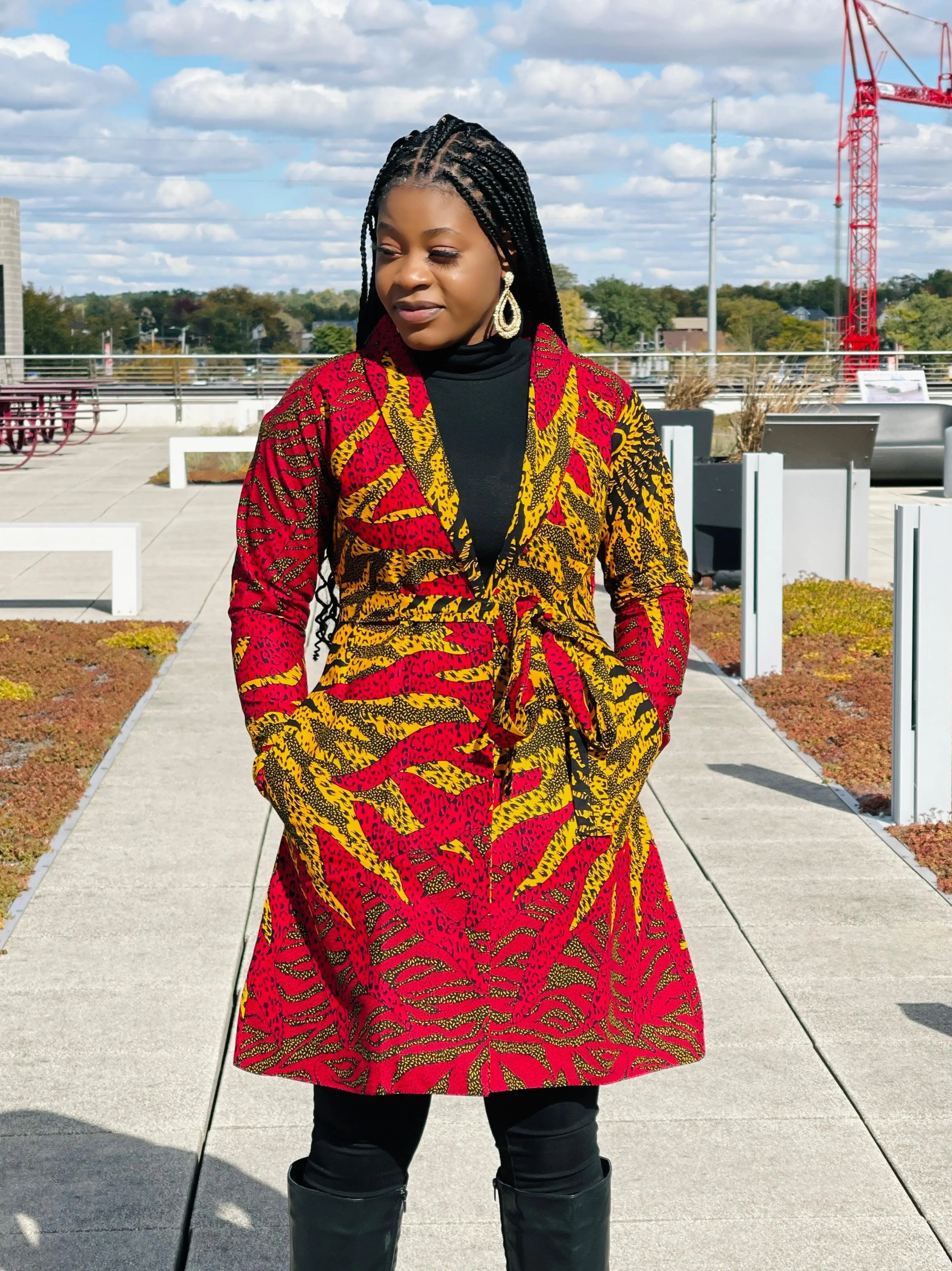 Ayomi Ankara Trench-Coat Jacket