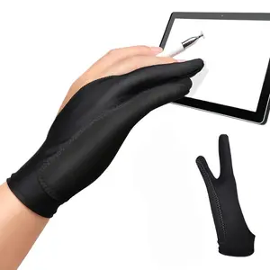 Art Writing Drawing Two-Finger Gloves, Dual-Layer Anti-Sweat Half-Cover Capacitive Pen Tablet Touchscreen Compatible, Breathable Art Creation Gloves