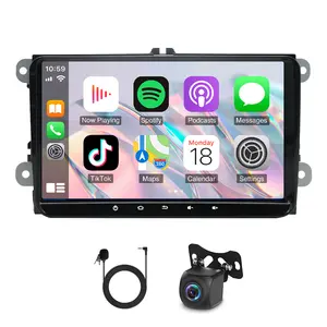 Android 13 Car Stereo Radio GPS Navigation 2+32G for Bora 2006-2015, for Caddy 2003-2015 with Carplay Android Auto 9in Car Radio with Bluetooth WiFi FM/RDS SWC Mirror Link + AHD Backup Camera/Microphone