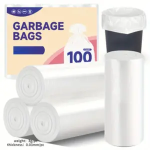 100pcs/4rolls Household Extra Thick Portable Trash Bags, Enhanced Leak-Proof Design, High Load-Bearing Capacity, Suitable for Home, Office, Kitchen, Bathroom, Outdoor, and Commercial Use, Secure Drawstring Closure, for Office, Home, and Trash Cans