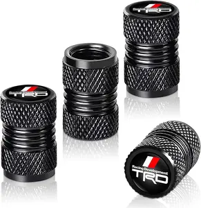 Tire Valve Stem Cap Cover for Toyota TRD Sequoia Tundra 4Runner Trucks Belt O-Ring Seal Corrosion Resistant Tire Valve Stem Air Cap 4 Pack Black