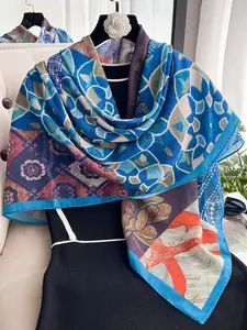 Women's Casual Fashion Cotton Linen Scarf, Soft Smooth Shawl for All Seasons, Fitted Thin Woven Fabric Headscarf, Daily Wear Accessory