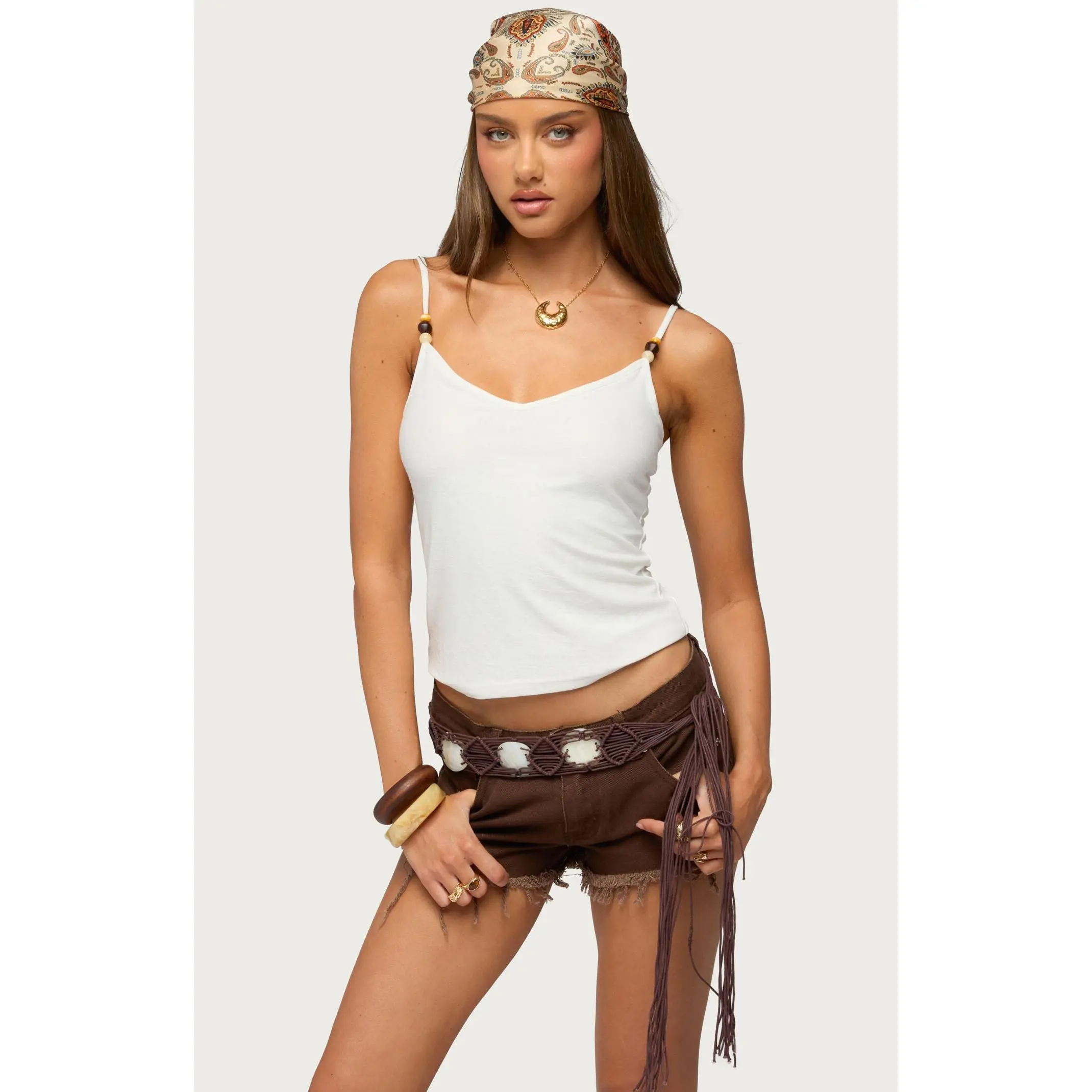 Edikted Women's Lilliana Bead V Neck Tank Top