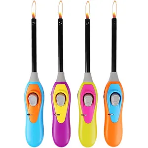 Taughch Steel Large-Capacity Refillable Butane BBQ Lighter - Kitchen Ignition Tool with Adjustable Flame, Safety Lock, Long Arm Design, for BBQ, Campfire, Multiple Colors Available