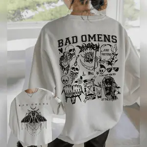 Vintage Bad Omens Band Love Sweatshirt Fade Reaper Tee Bad Omens Double Side T-Shirt Band Track List 2023 Merch The Conc Hoodied Hoodies for Men & Women