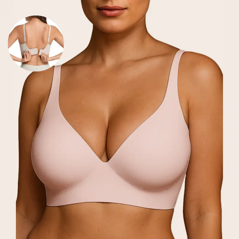 Soft Intention Seamless shaping Vneck bra, no underwire, Adjustable, buttery soft, supportive, breathable, Everyday bra,push up. Womenswear Bridal Basic Minimalist Vneck Chic Feminine Black Beige