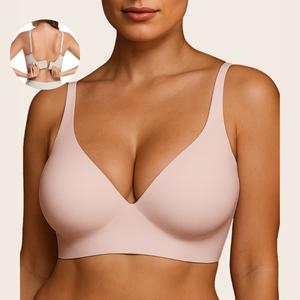 Soft Intention Seamless shaping Vneck bra, no underwire,  Adjustable, buttery soft, supportive, breathable, Everyday bra,push up. Womenswear Bridal Basic Minimalist Vneck Chic Feminine Black Beige