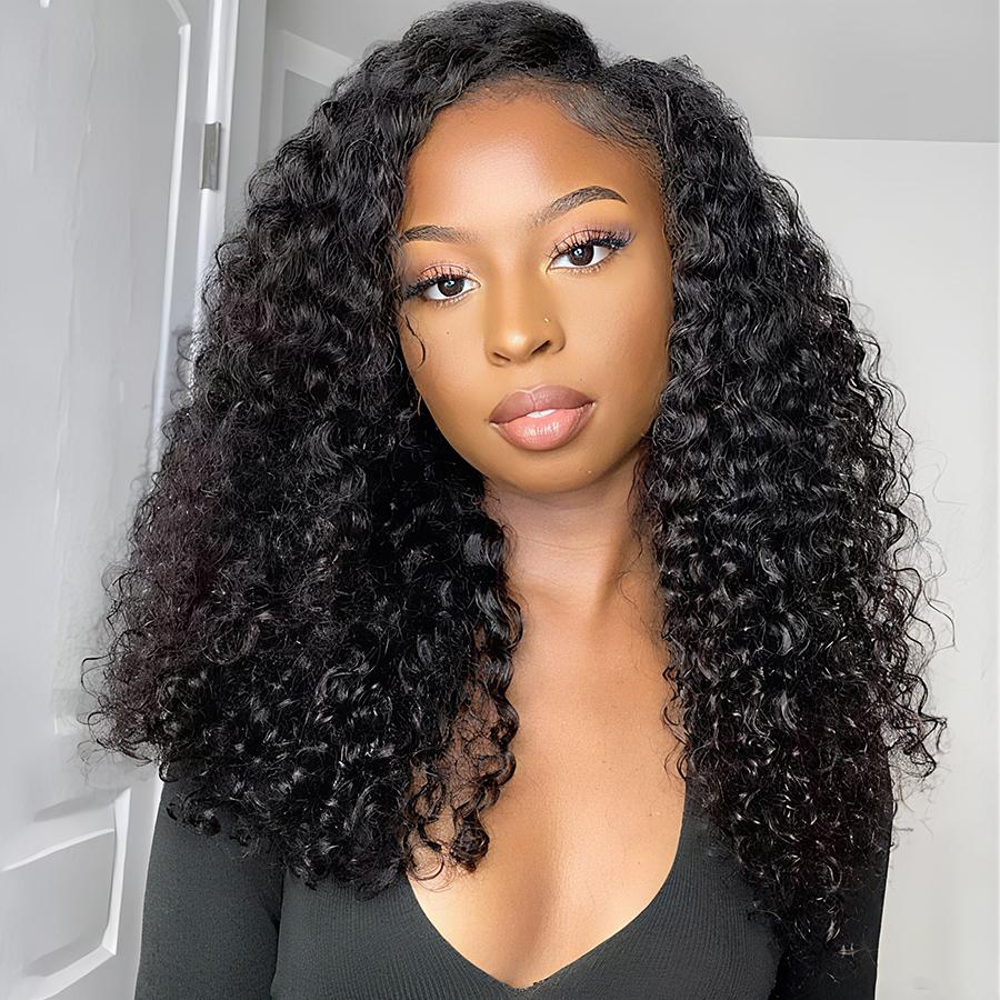 Pizazz Hair Ready to Go Curly Half Wig Invisible Hairline 180% &220% Glueless Human Hair Wigs Seamless Flip Over Wig Beginner Friendly Vacation Hair