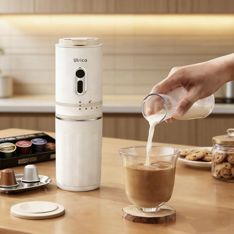 All-in-one Electric Pour Over Coffee Maker, Rechargeable Conical Burr Grinder, Cordless Portable Coffee Brewer for Hiking, Picnic, Office