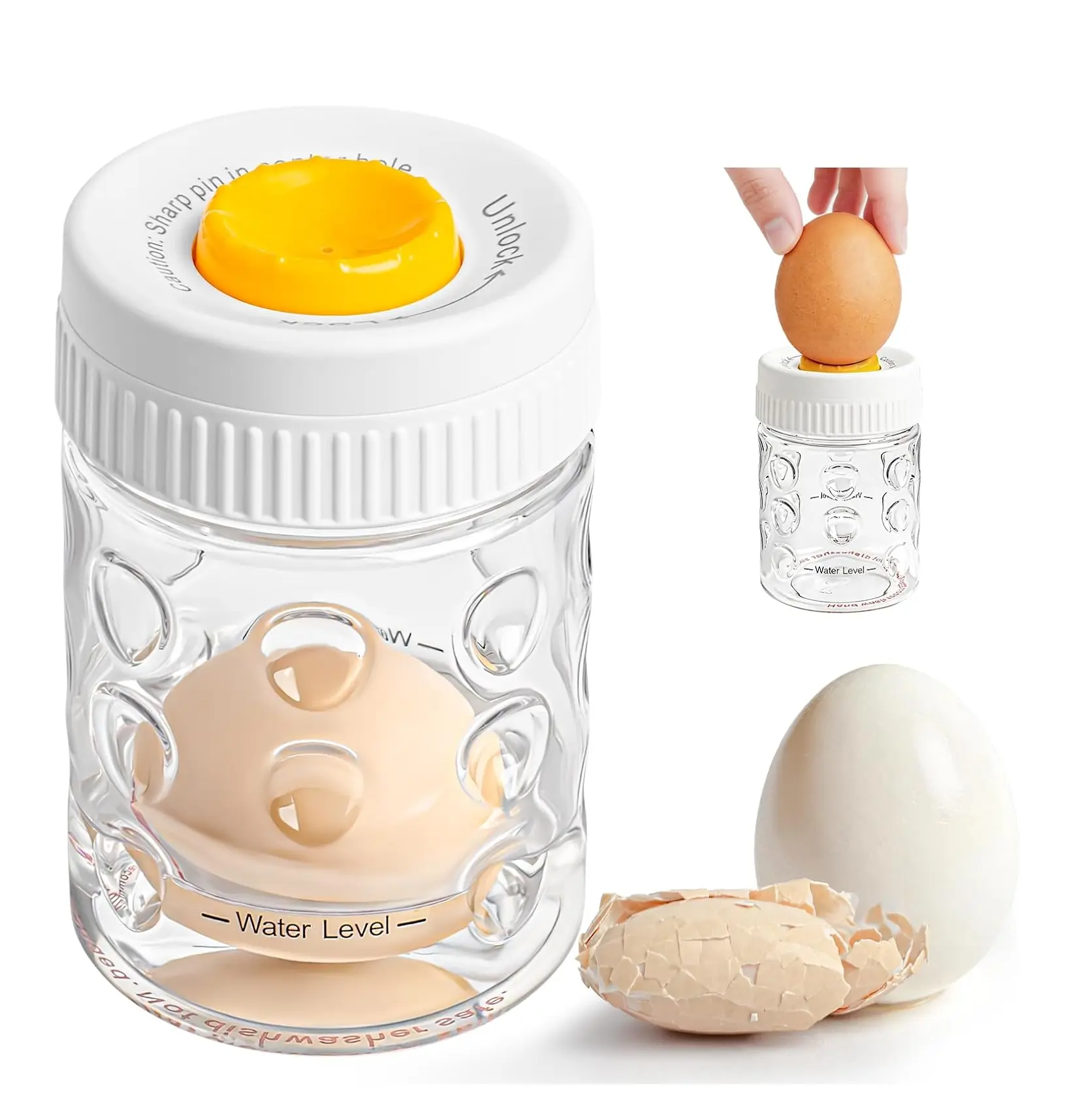 Lightweight Eggshell Remover Tool with Egg Piercer & Cracking Function, Manual Hard-Boiled Egg Peeler Separator, PP Kitchen Utensils for Home Cooking