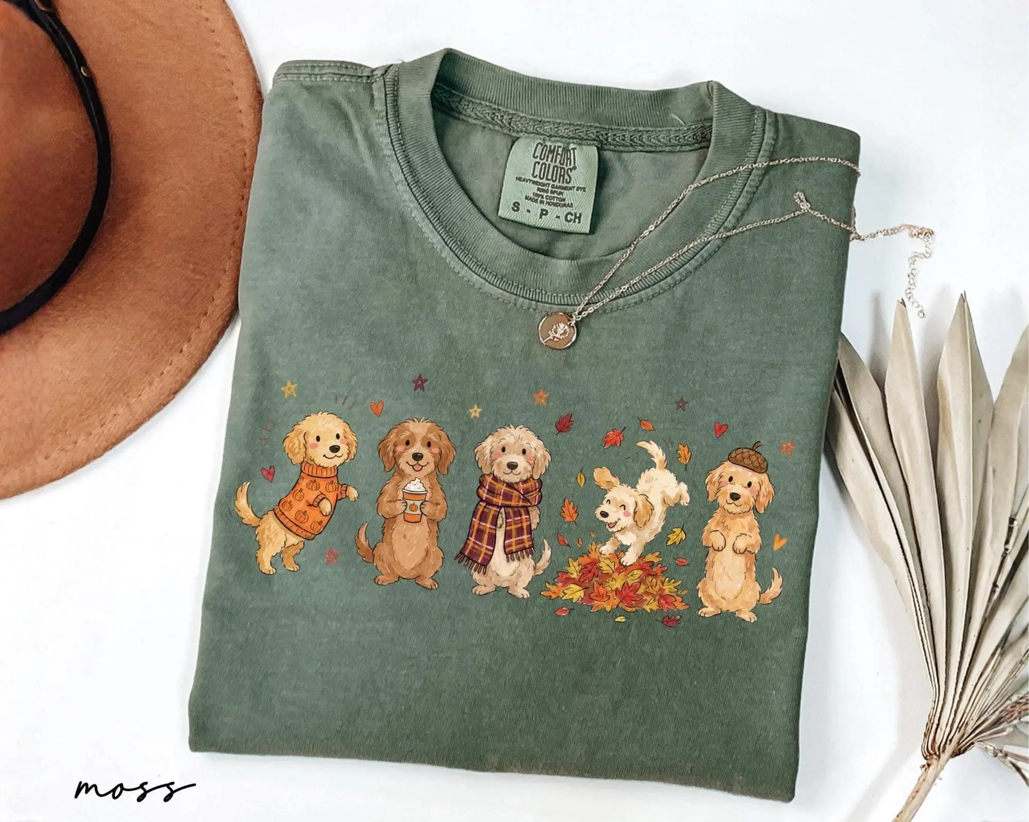 Comfort Colors Fall Goldendoodle Shirt, Autumn Dog Doodle Characters Tee, Pumpkin Spice Shirt, Golden Doodle Pet Lover Gift, Dog Mom Shirt