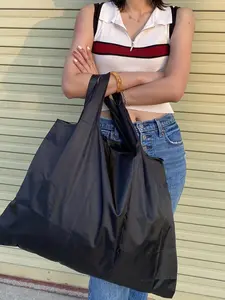 Casual Minimalist Solid Large Capacity Shopping Bag, Lightweight Matching Portable Bag, Foldable Shoulder Bag for Women