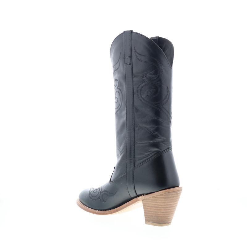 Jama Old West 18167 Womens Black Leather Slip On Cowboy Western Boots