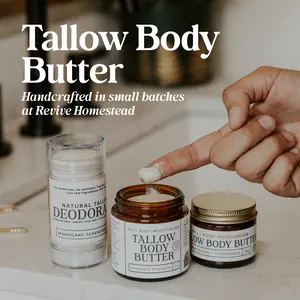 Tallow Body Butter for Men & Women - Grass Fed and Finished Self-Rendered Tallow - Natural Skincare for all Skin Types & Great for Dry Skin, Eczema & Winter Hydration