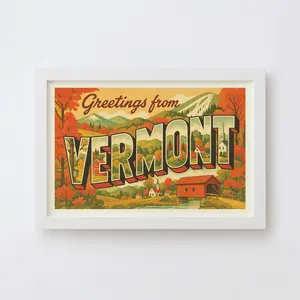 Vermont Postcard Art Print
