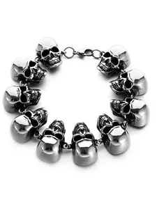 Titanium Steel Skull Head Bracelet for Men, Vintage Punk Style, Unique Personality Design, Fashion Accessory, Perfect Gift Idea