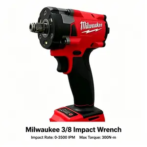 Milwaukee M18 18V 3/8 Drive Cordless Impact Wrench Ergonomic Compact Layout Stable Power Output Easy To Carry And Operate For Daily Workshop Maintenance And Mechanical Fastening Work battery kit