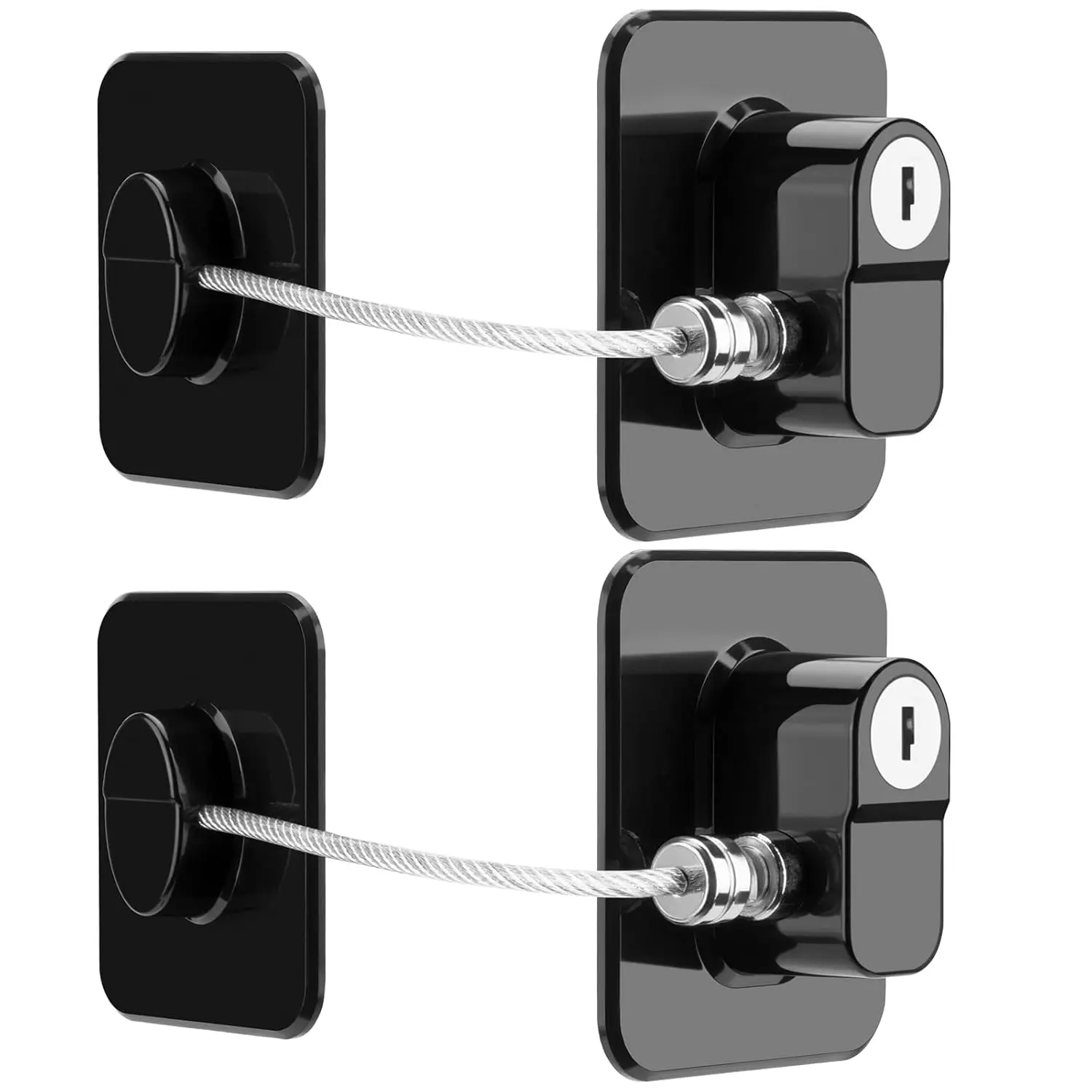 2PCS Upgraded Plastic Kids' Fridge Locks - Solid Wear-Resistant Adhesive Base Guard, Tool-Free No-Drill Easy Installation, ABS Home Safety Tool, Secure Fridge Protection, Deters Unauthorized Access, Black