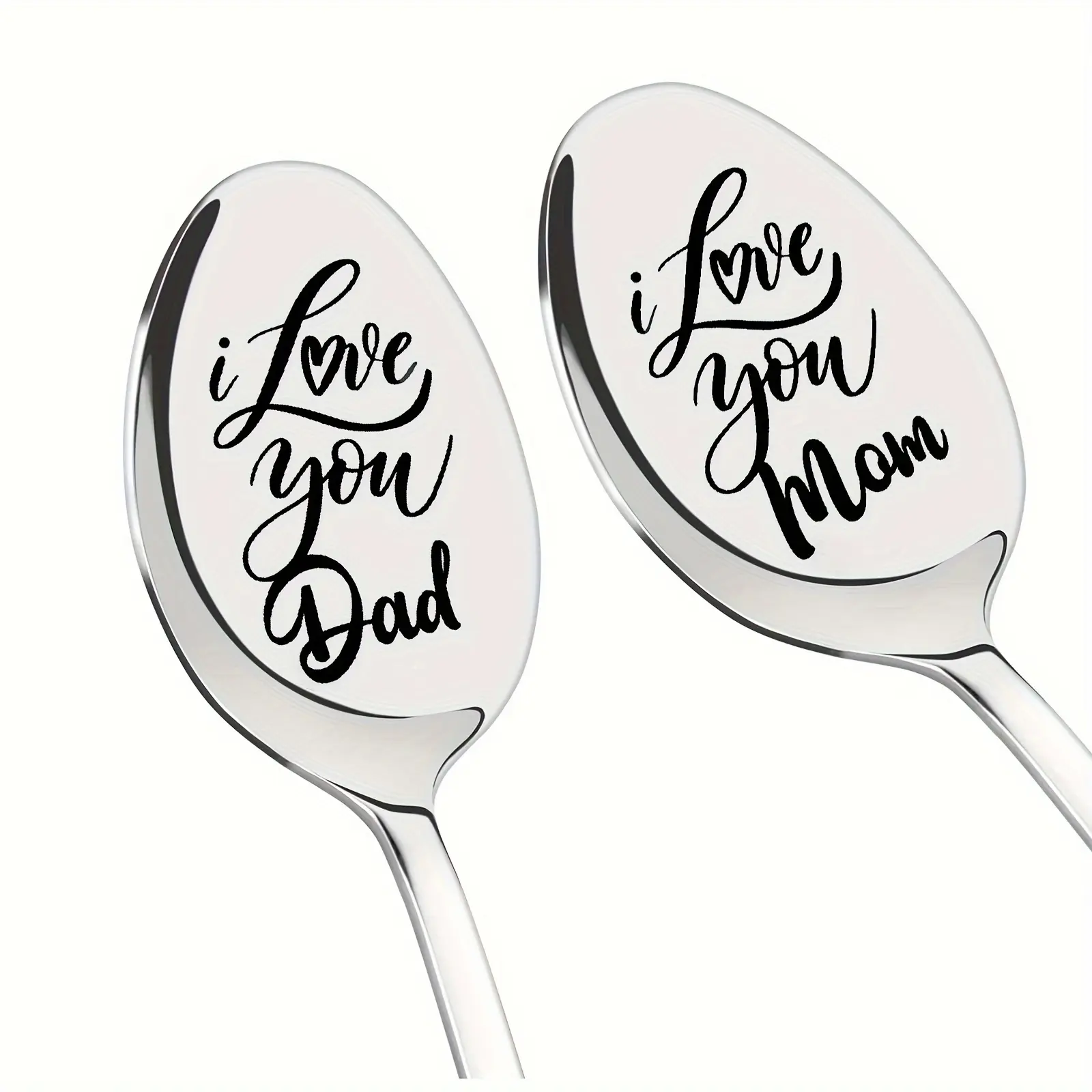 Stainless Steel Spoon, Laser Engraved Spoon, Best Parent Gift, I Love You Mom Dad, Christmas Gift, Birthday, Anniversary, Cutlery, Tableware, Kitchenware