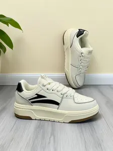 Unisex Thick Sole Height Increasing Sneakers, Casual Patchwork Low Top Shoes, Textile Upper Rubber Sole, All Seasons