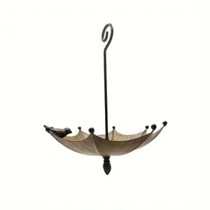 1 outdoor hanging bird feeder tray for bird bath, umbrella bird feeder tray for metal hanging bird bath, outdoor hummingbird feeder, metal tray and water bowl, bird food tray, suitable for garden, courtyard, backyard decoration, spring and summer decorati