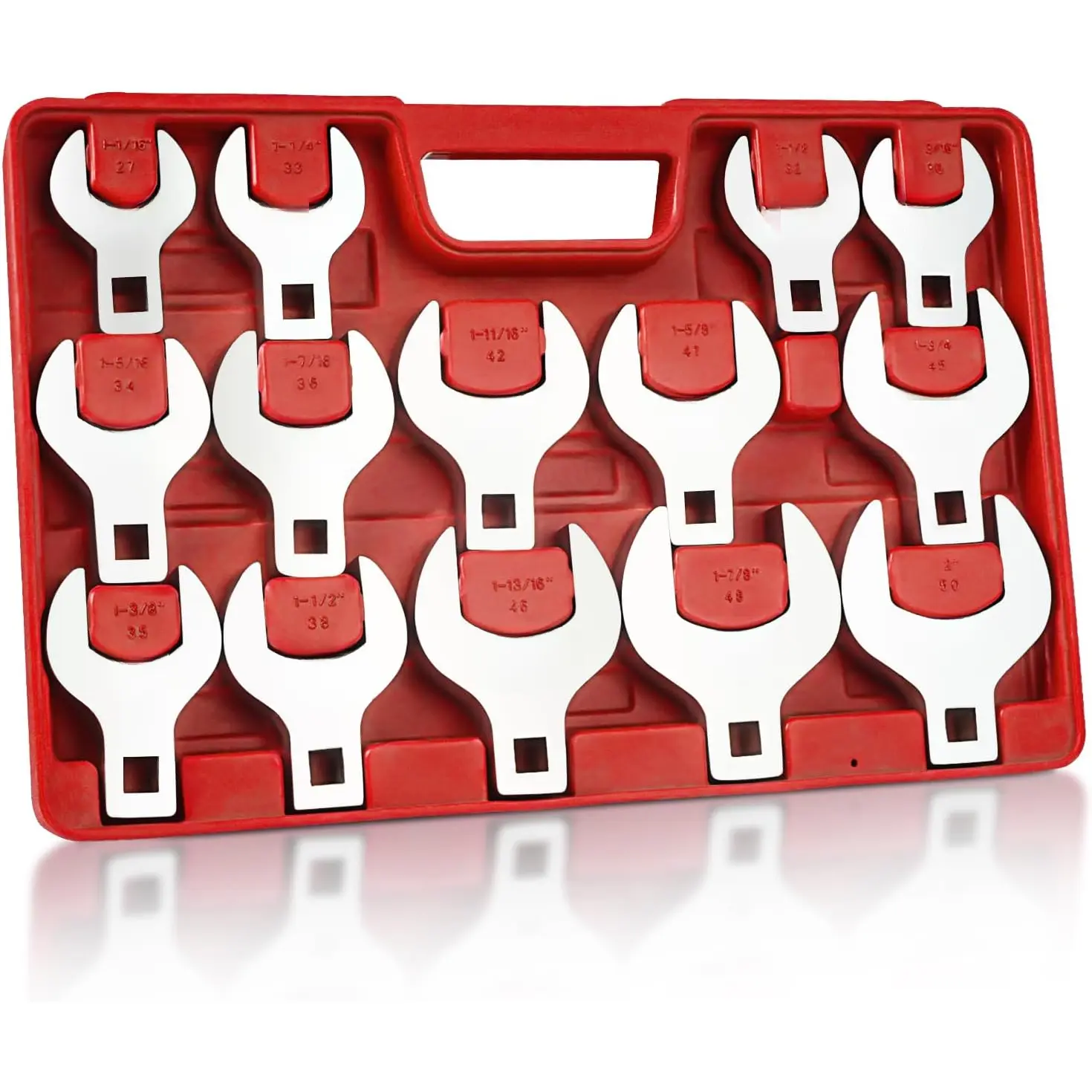 14-  Crows Foot Wrench Set, 1/2" Drive Big Crowfoot Wrench, Metric, 27-50 mm, CR-V Steel