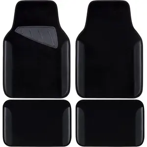 Waterproof Universal Fit Car Floor Mats, Faux Leather Car Carpet Mats, Black Car Mats with Anti-Slip Nibbs Backing & Driver Heel Pad Fit for SUV,Vans,sedans, Trucks,Set of 4pcs(All Black)