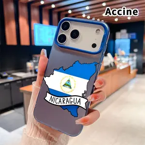 Phone Case for iPhone 17 16 15 14 Pro Max 13 12 11 XR XS Plus Air E Nicaragua's Outline Flag Pattern Anti-Scratch Shockproof Pocket-Friendly durable Cover Cellphone Protective