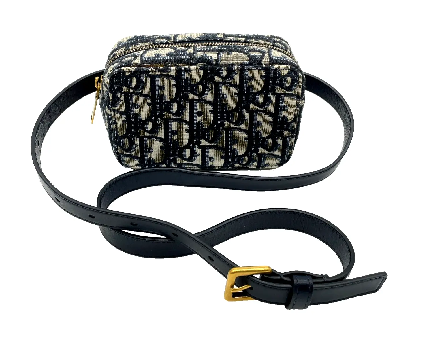 Pre-owned other Top Handle Bag Christian Dior Trotter Jacquard Oblique Canvas Navy Waist Bag 10655165119/707891