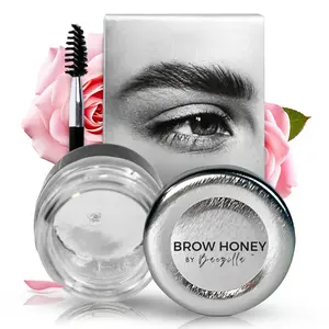 Brow Honey by Baezilla Eyebrow Gel, Long Lasting Clear Brow Gel Kit with Brush & Waterproof Wax Lamination Gel, Natural Pink Rose Fragrance