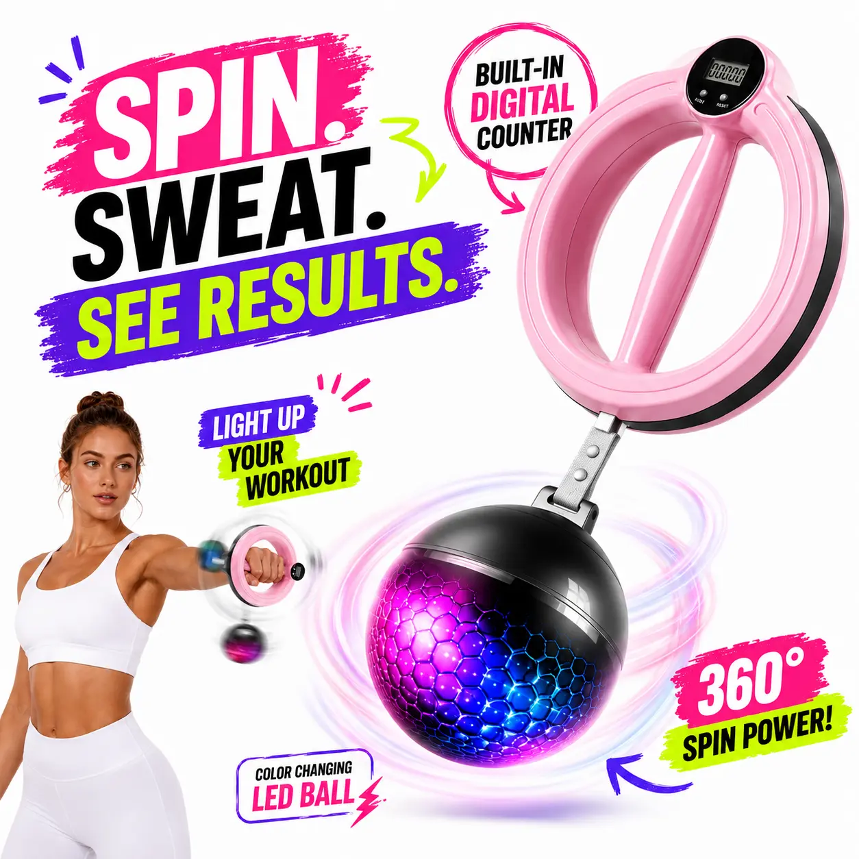 2026 Upgraded Hand Crank Trainer 360° Rotating Wrist & Forearm Trainer for Men and Women, Grip Strengthener Chest and Arm Trainer, Upper Body Strength Tool for Arms, Shoulders & Chest, Portable Home Gym Fitness Equipment Summervibes