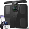Ovutek Digital Smart BIA Bathroom Weighing Scale - 8-Electrode Professional Analyzer, 57 Body Composition Analysis, 500 lbs Capacity, 5.3-inch Color Display, BMI, Body Fat, Muscle Mass, 12.6*13.8 inch, HSA-Friendly Bluetooth Scale with Batteries