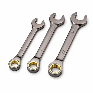 3pcs Black Nickel Fixed Head Ratchet Wrench Set - Metric 8mm,9mm,10mm Sizes, 72-Tooth Precision Gear Spanners, Durable Hardware Tools for Home DIY, Automotive Repairs