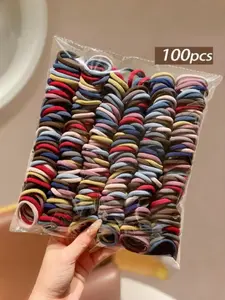 100 Colorful Hair Elastics, Invisible Elastic Hair Ties, Soft High-Elasticity Hair Bands for Women, Multiple Colors for All Hair Types, Scrunchies for Hair