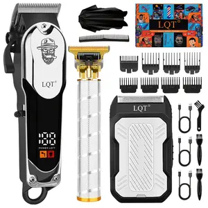3PCS Men's Hair Clipper Set - Electric Home Hair Cutting Kit, Includes Nose Hair Trimmer, Electric Shaver, Zero Gap Trimmer, USB Rechargeable, LCD Battery Display, Precision Beard Trimmer Grooming Kit, Father's Day Gift