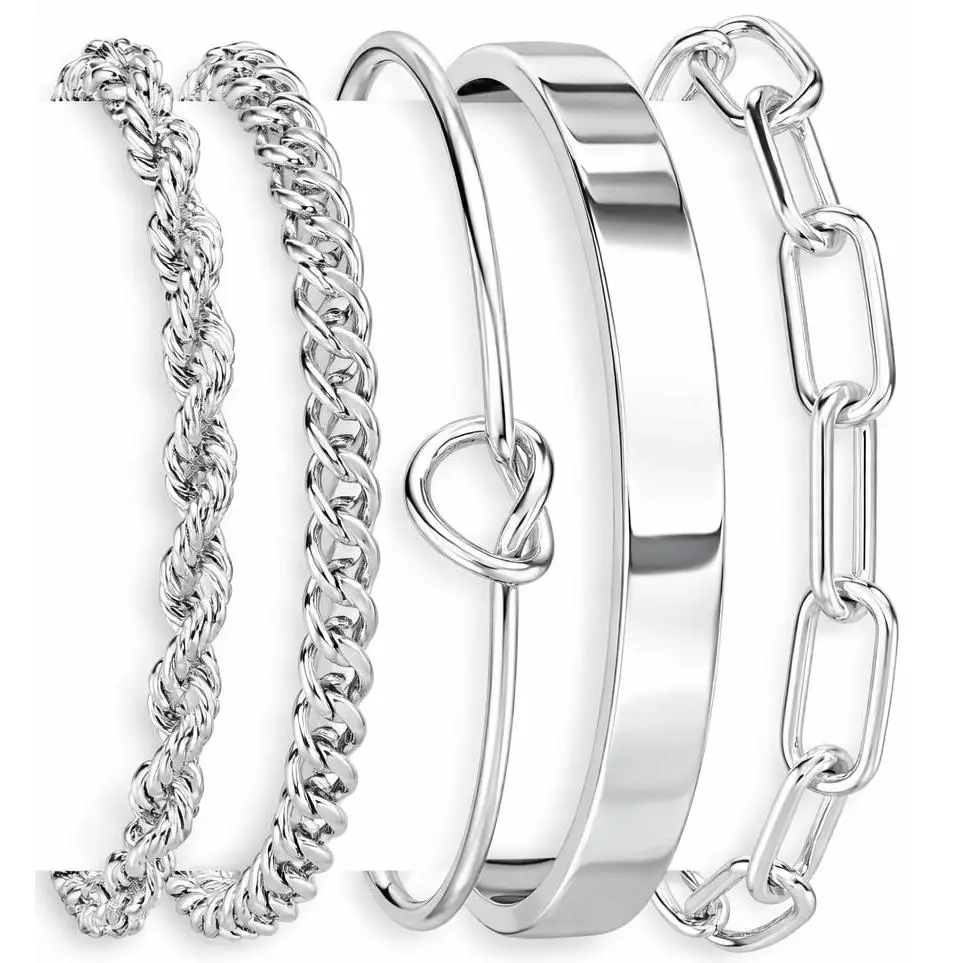 Silver Stackable Bangles set