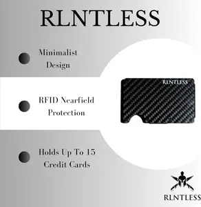RLNTLESS Carbon Fiber Slim Aluminum Wallet for Men with RFID Blocking Technology, Credit Card Hold with Money Clip