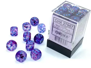 Nebula Luminary (Nocturnal/Blue) Chessex Brand 12mm D6 Dice Set 36ct.