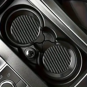2Pcs Carbon Fiber Cup Holder Coaster Set, Universal Car Interior Resin Decoration, Non-Slip Wear-Resistant Easy Clean Car Accessories