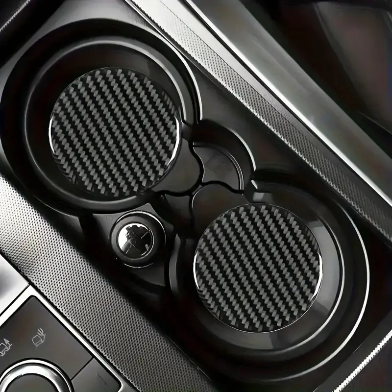2Pcs Carbon Fiber Cup Holder Coaster Set, Universal Car Interior Resin Decoration, Non-Slip Wear-Resistant Easy Clean Car Accessories, Car Auto Accessory