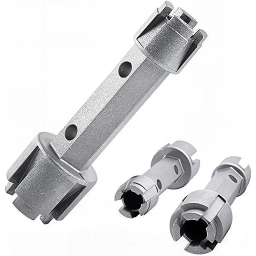 Aluminum Hammer-Shape Dual-Ended Ratchet Wrench - Adjustable Spud Wrench for 3/8” or 1/2” Bath, Shower Drain Installation & Removal, Closet Spuds, Square Plastic Toilet Seat Nuts