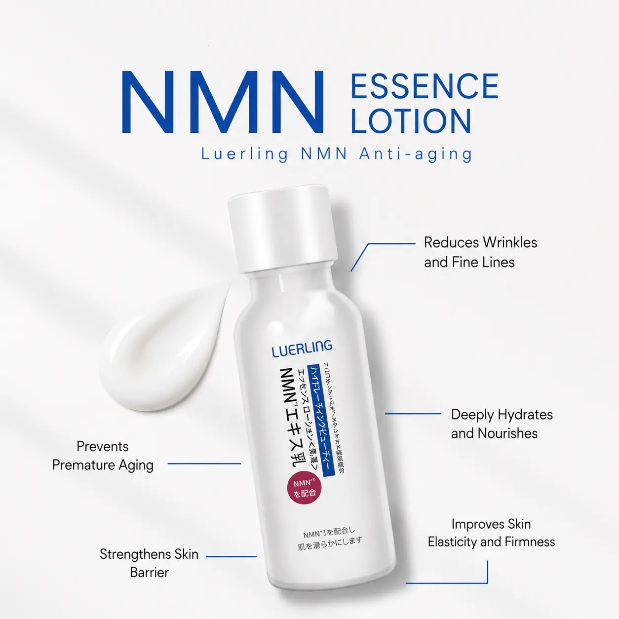 [LuerLing]Japanese NMN Anti-Wrinkle Essence Lotion, Hydrating Brightening Moisturizing Facial Milk, Daily Skin Care, Moisturizer ,Silky ,Nourishing