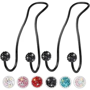 Bling Purse Hook for Car Headrest Hooks Upgraded Cute Car Seat Hooks for Headrest Car Bag Hooks Car Purse Holder Hook Hanger Bling Car Accessories for Women 2 Pack,A Black
