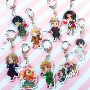 Anime Hetalia keychain, Axis Powers Acrylic Keychain Cartoon Figures Ludwig Wang Yao Ivan Braginsky Francis Keyrings Fans Jewelry, Kawaii Bag Accessory, Cool Collectible Gift for Fans, Aesthetic Merch for Players