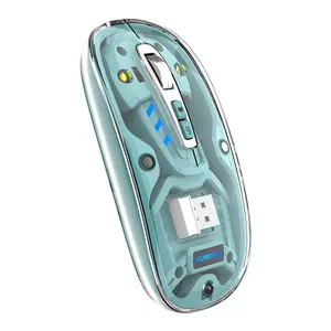 Silent Transparent Wireless Mouse – Dual Mode USB & Bluetooth for Desktop, Laptop, and Office Use