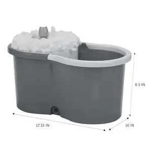 Small Spin Mop and Bucket Set with Wringer Stainless Steel Pole Rotating Mop Head Adjustable Handle Compact Efficient Cleaning Supplies for Home and Office