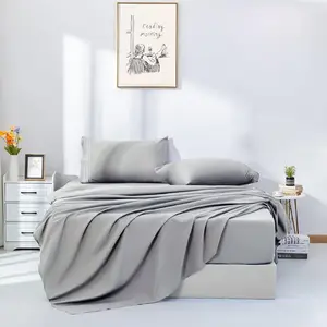 SmartM'Raud Full Size Sheets - 4 Piece Set - Elegant, Comfy, Extra Soft, Hotel Luxury Bed Sheets & Pillowcases - Deep Pockets - Cooling, Wrinkle Free, Stain, Fade Resistant - Light Grey