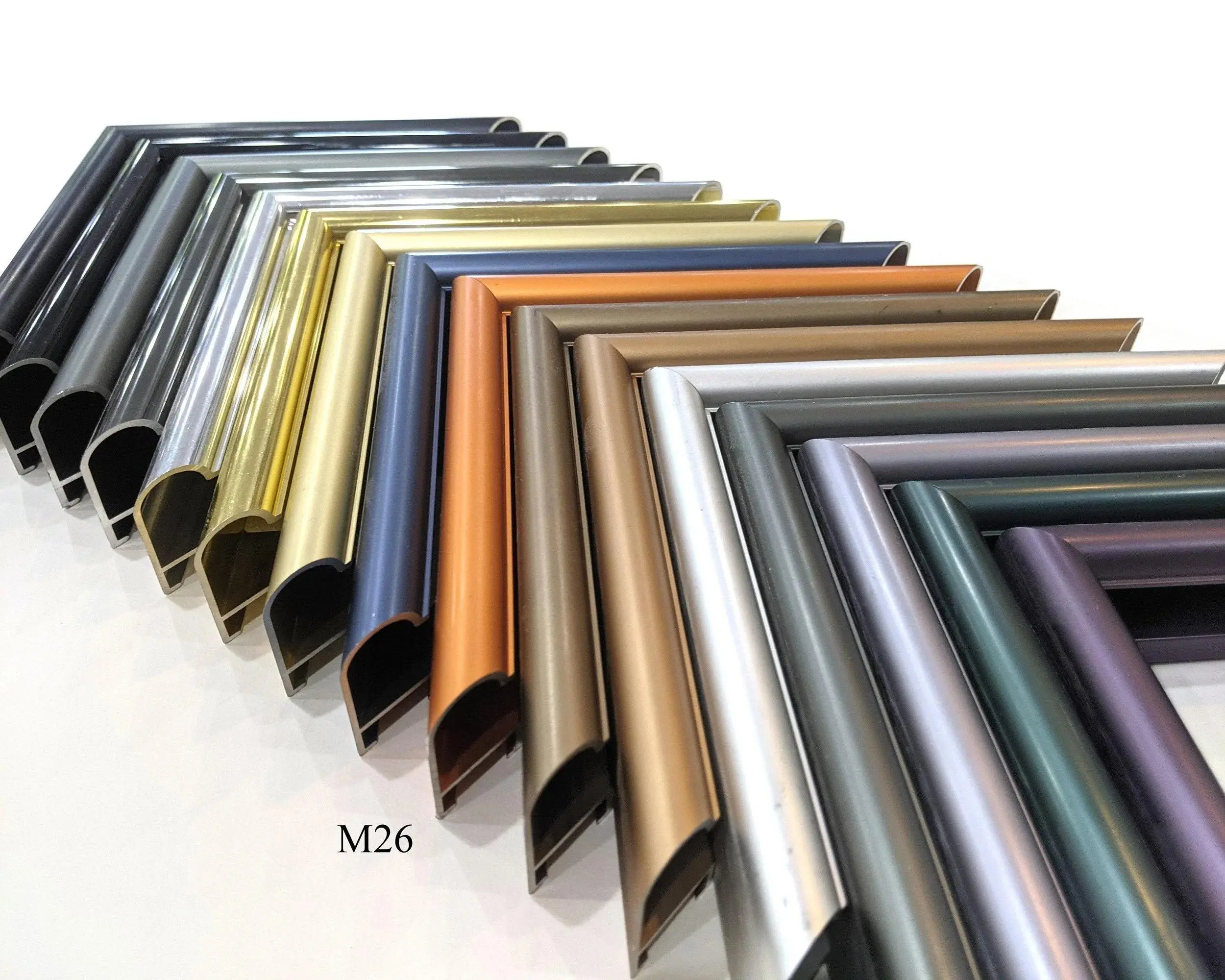 Custom Cut Sectional Metal Picture Frame | 1/2"W x 1"H x 1/2" Rabbet | Matte, Frosted Metal Moulding M26